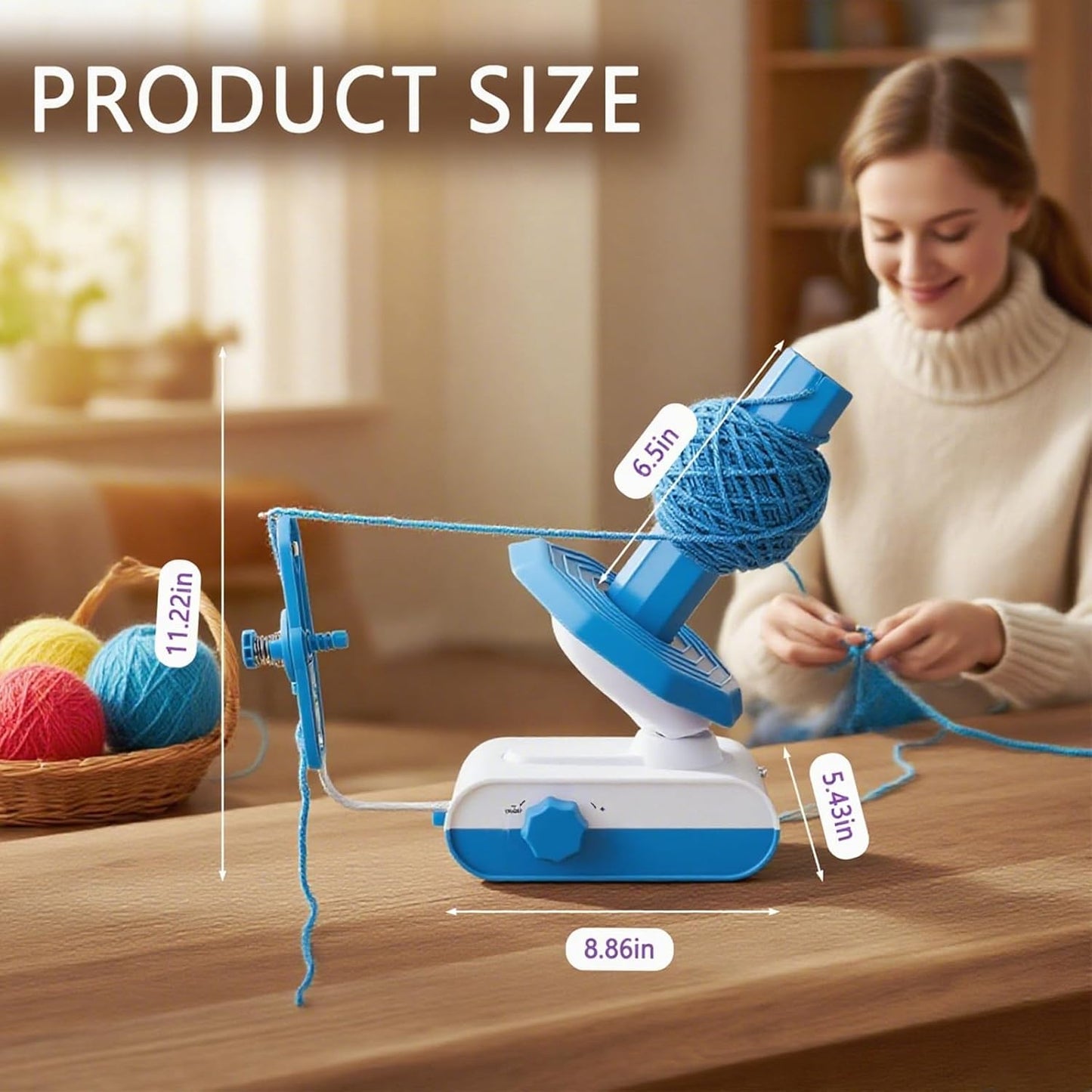 Electric Yarn Winder，13 oz Electric Yarn Ball Winder for Crocheting，Automatic Yarn Spinner Wool Winder, Compact Yarn Cake Winder with Strong Tension Stepless Speed, Ideal Helper for Knitting Lovers