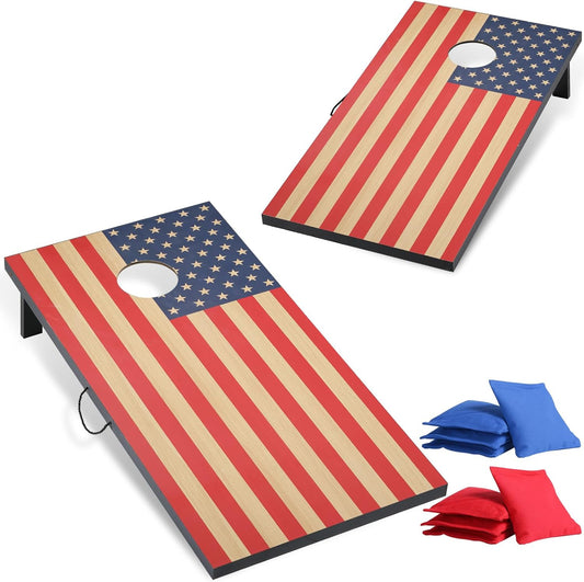 Cornhole Sets 4 x 2 ft / 3 x 2 ft with 8 Bean Bags Regulation Size, Corn Hole Games for Adults Outdoor Bean Bag Toss Game