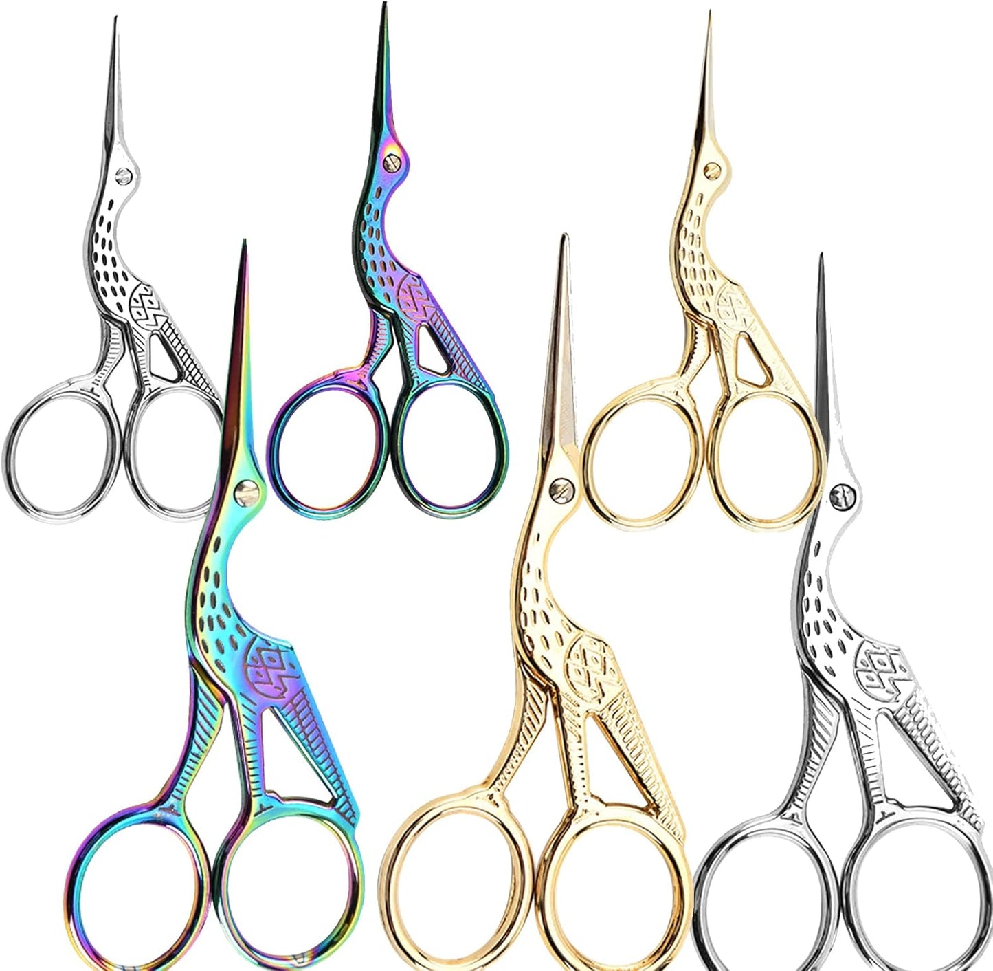 Vintage Stork Shape Sewing Scissors Stainless Steel Tailor Scissors Sharp Sewing Shears for Embroidery, Craft, Art Work & Everyday Use (6, Multicolour)