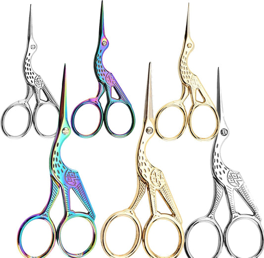 Vintage Stork Shape Sewing Scissors Stainless Steel Tailor Scissors Sharp Sewing Shears for Embroidery, Craft, Art Work & Everyday Use (6, Multicolour)