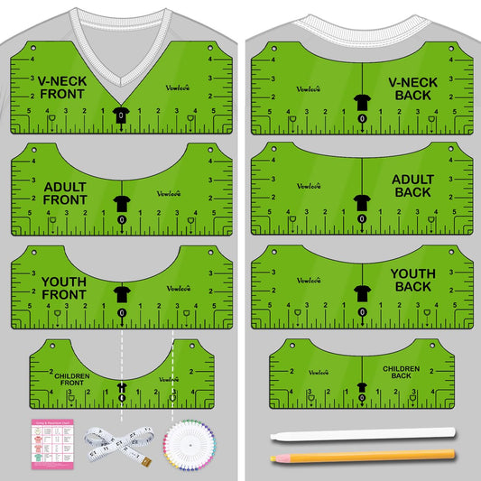 Vowlove Tshirt Ruler Guide for Vinyl Alignment: T Shirt Ruler to Center Design, Tee Measurement Tools, Heat Press Accessories for Sublimation, HTV Heat Transfer Vinyl Press, Screen Printing