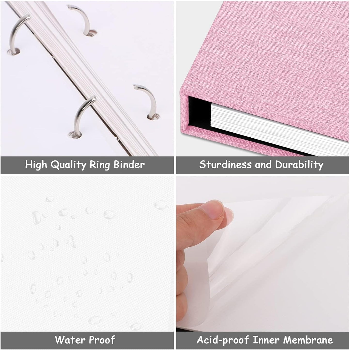 Zesthouse Photo Album Self Adhesive with Picture Display Window, 3-Ring Scrapbook Albums 60 Pages Holds 8x10 5x7 4x6 Photos, DIY Photo Book Ideal Gift for Family Wedding Baby