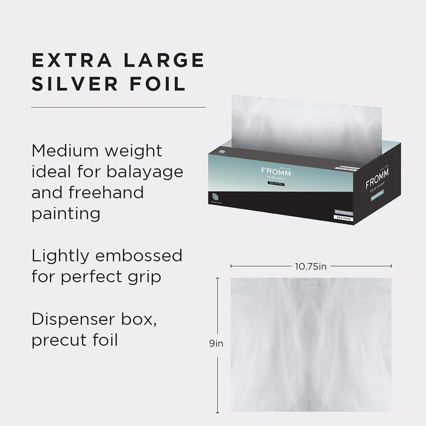 Fromm Pop Up Hair Foils, Ideal for Longer, Thicker Hair Types, Cosmetology Supplies, Hairstylist Essentials, Ideal for Highlighting and Coloring, Precut, 9" x 10.75", 900 Foil Sheets