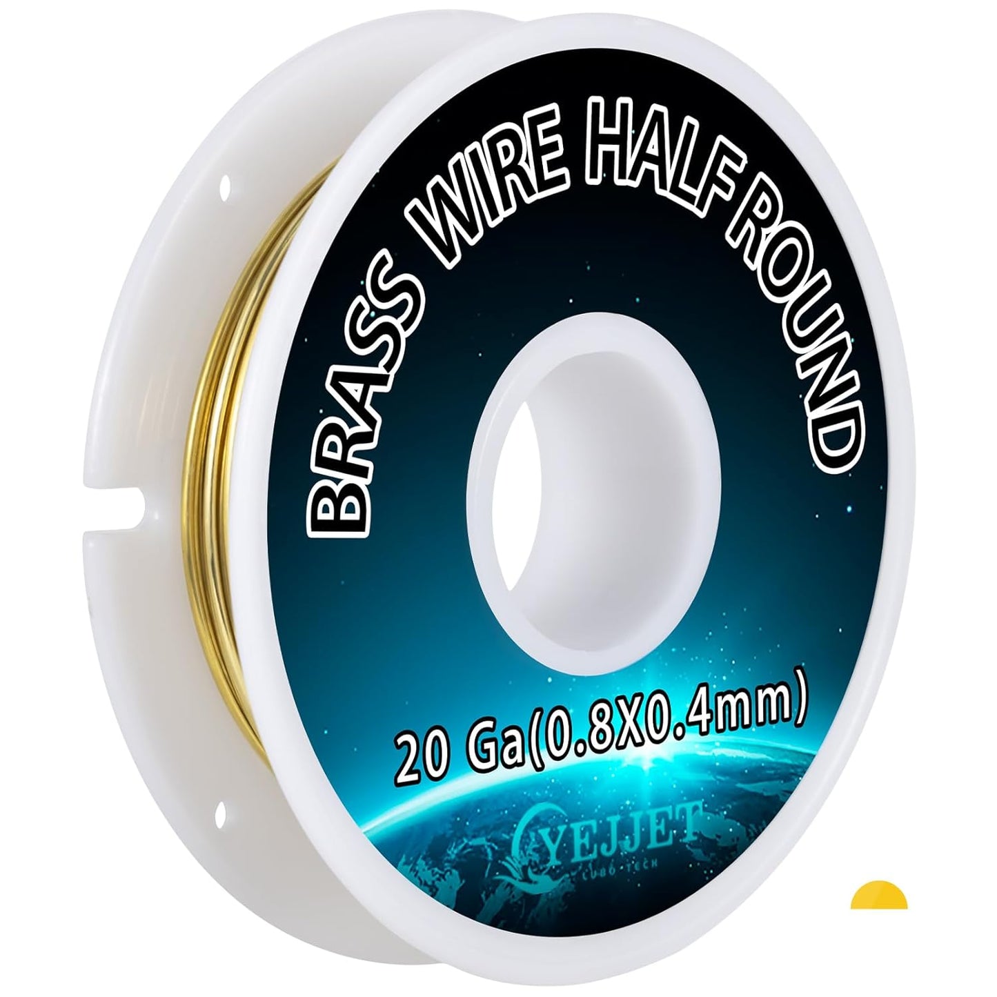 Artistic Wire 20 Gauge Brass Half Round 0.81x0.41mm - 3.0 oz 122 Feet Jewelry Findings, Sculpting Supplies