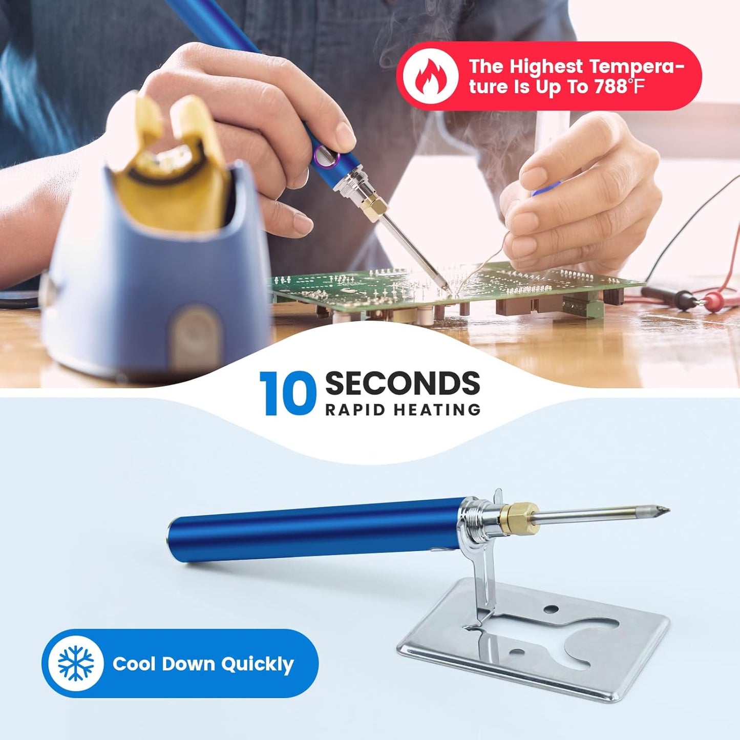 Cordless Soldering Iron Kit, Wireless Electric Soldering Gun Pen, 1100mAh Large Battery, Portable and Rechargeable for Home Appliance Repair, Electronic Components, DIY