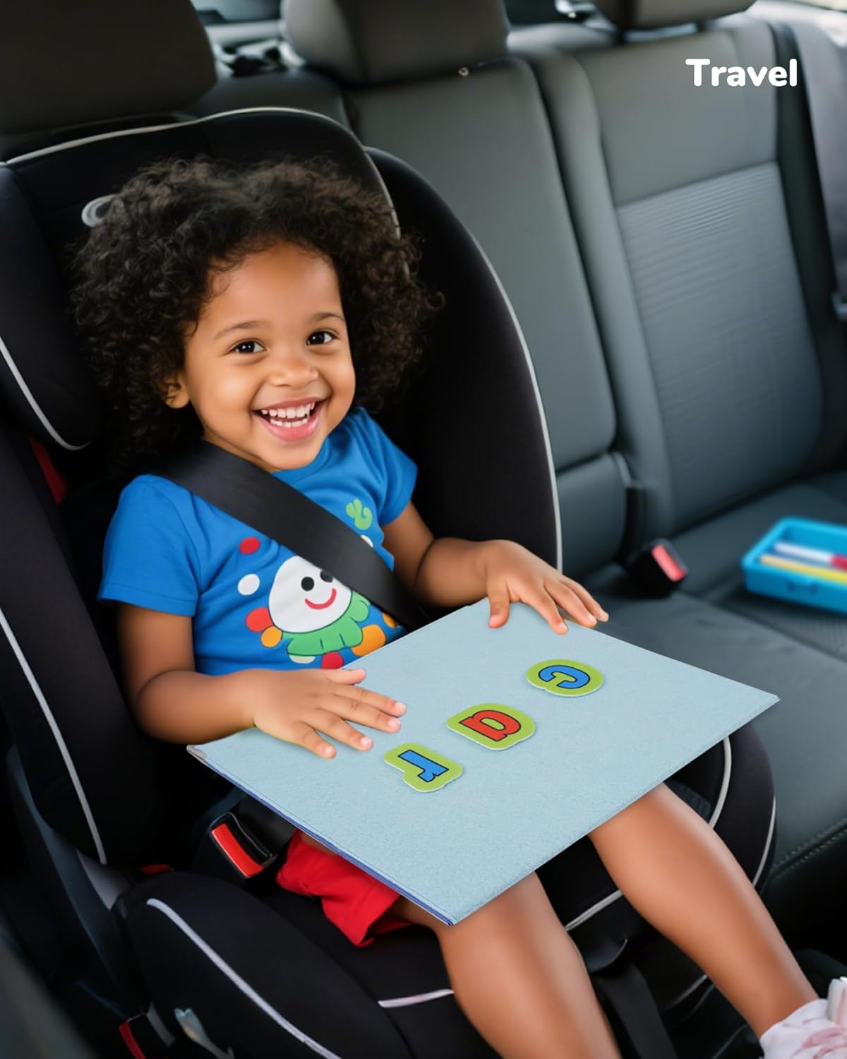 CHEFAN Foldable Felt Board for Toddlers 22 x 13, Freestanding Flannel Board for Kids, Preschool Classroom and Daycare Storytelling Display, Compatible with Felt Set, Blue