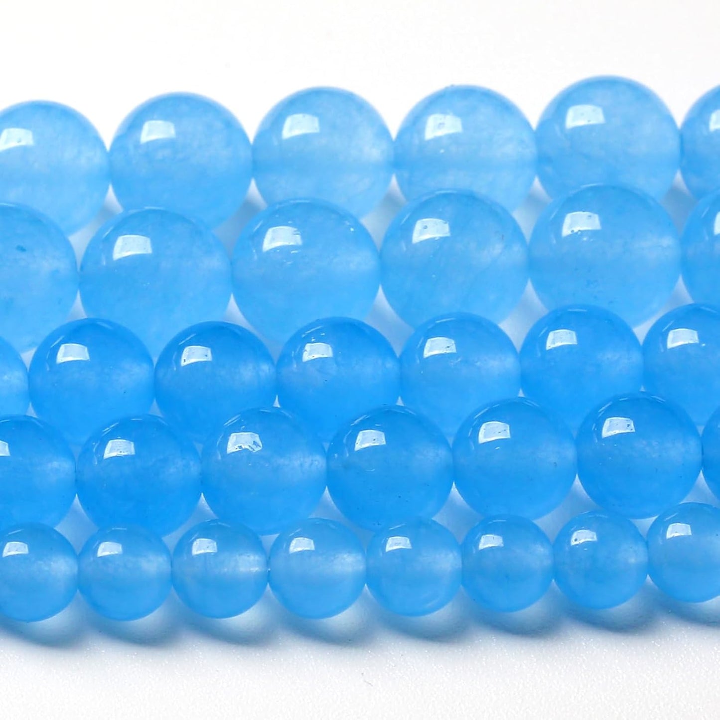 8MM Natural Stone Aquamarine Blue Chalcedony Beads Round Loose Beads for Jewelry Making Bracelet 90pcs 2 Strands 32"