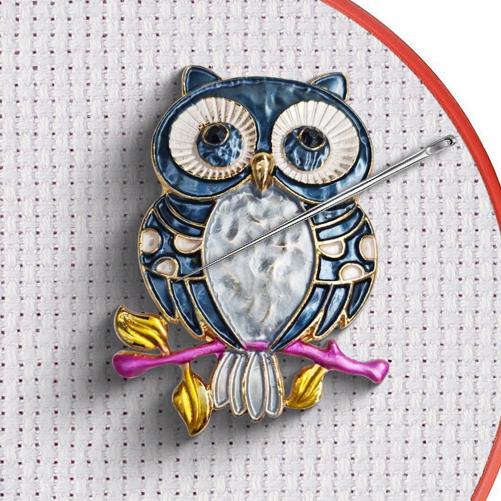 Magnetic Needle Minder Magnet Embroidery Accessories and Supplies Embroidery Needle Holder Cross Stitch Holder Needlework Supplies (Cardinal) (owl)