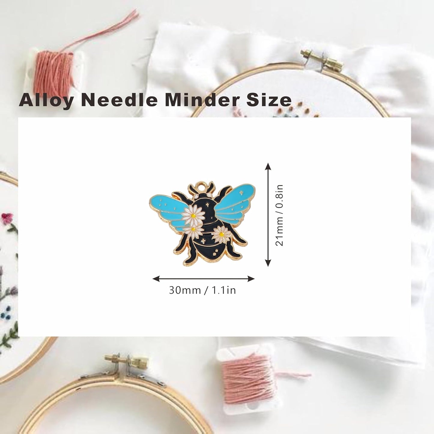 3Pcs Insect Themed Needle Minder, Magnetic Pin Holder for Cross Stitch, Needlework and Embroidery Accessories - Keep Your Needles Secure（ Bees，Butterflies，Cicadas）