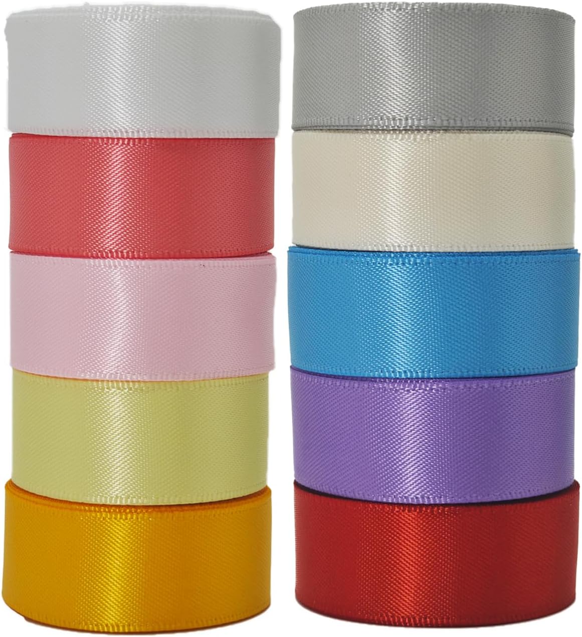 Satin Ribbon 1 Inch Pack,“Morning Meadow Set” 50 Yards Double Faced 10 Nature Colored Ribbon Bulk for Gift Wrapping, Crafts, Flower Bouquet, Easter, Wedding, Party, Hair & Bows