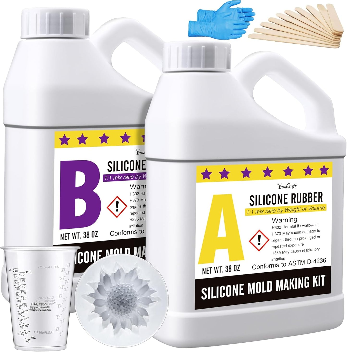 Silicone Mold Making Kit - 76oz Elastic Liquid Silicone Rubber for Making Silicone Mold, Casting - Fast Cured Translucent 18A Molding Silicone for DIY Resin Molds, Candle Molds, Soap Mold, Crafts