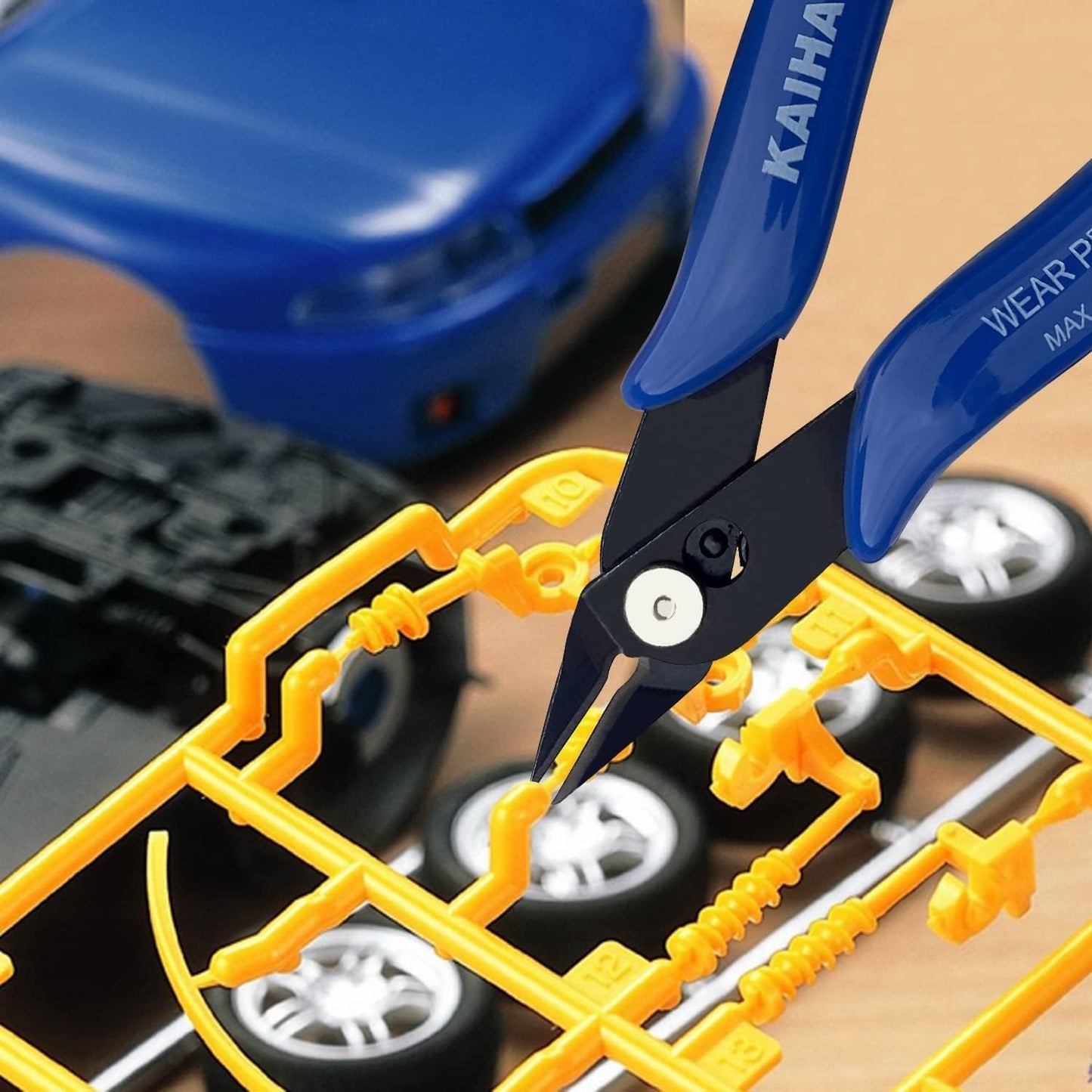 KAIHAOWIN 4-Piece Pliers Set, 5" Long Nose, 5" Flush Cutters, 6" Wire Cutter, 7" Wire Strippers, Small Hand Tools for Crafting Repairing Cutting