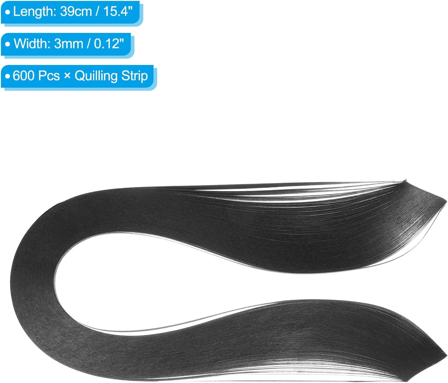 PATIKIL 600pcs Quilling Strips Paper 1/8"(3mm) 39cm Origami Paper Quilling Strip for Art DIY Hand Craft Christmas, Black