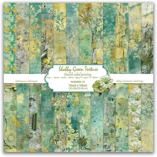 Green Lace Scrapbook Paper Vintage Flower Pattern Papers Pad 12×12,24 Sheets Double-Sided Bobo Floral Scrapbooking CardStock Paper Pad for Holiday Cardmaking DIY Origami Papers.
