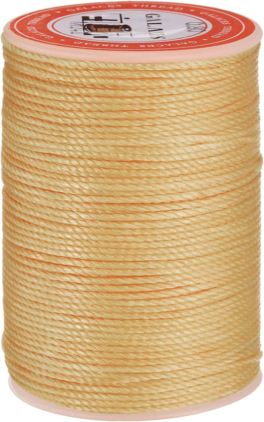 uxcell Round Leather Sewing Waxed Thread, 55m / 60 Yards Wax Polyester String, 0.8mm Waxed Stitching Cord for Leather Crafts, Bookbinding, Bracelets Braided, Pale Cream