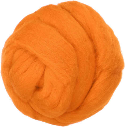 PATIKIL Wool Roving Yarn, 150G/5.3OZ Soft Felting Wool Pure Chunky Roving Yarn Bulk for Needle Felting Knitting Blanket Spinning Weaving DIY Craft, Dark Orange