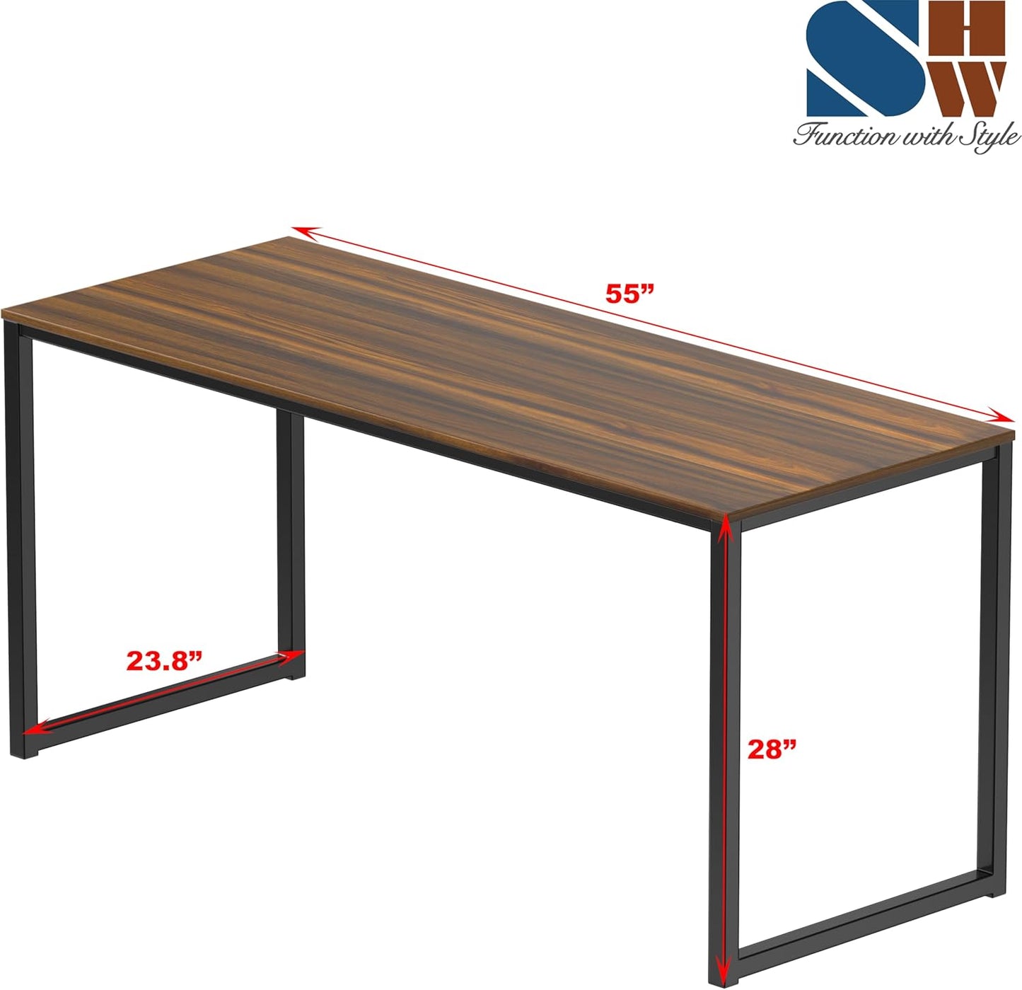 SHW Mission 55-Inch Home Office Computer Desk, Walnut