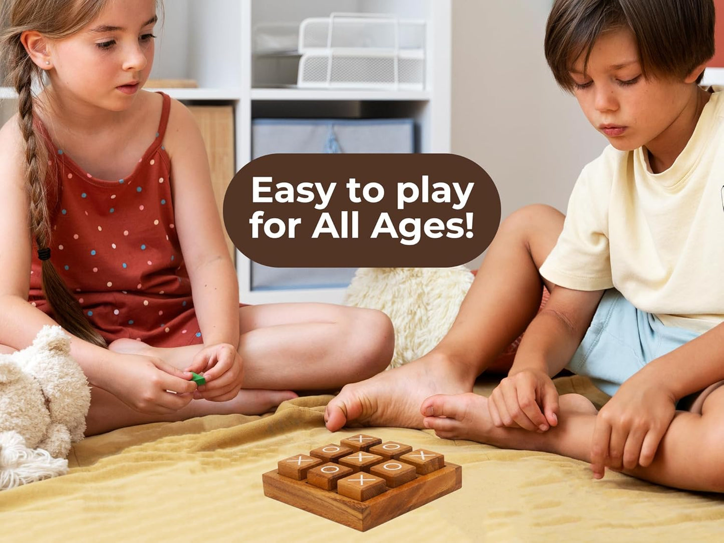 BSIRI Wooden XO Blocks (L) Tic Tac Toe Board Games - Ideal for Kids Games, Family Games and Game Night for Adults, Farmhouse Decor for Coffee Table Decor and Unique Gifts for All Occasion (5.5 Inch)