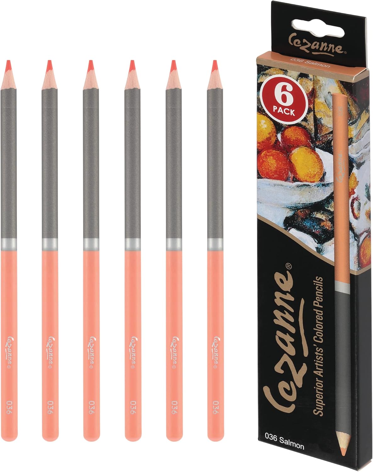 Creative Mark Cezanne Premium Colored Pencils Salmon 6 Pack - Highly-Pigmented Drawing Pencils - Coloring Pencils for Drawing, Blending, Coloring, and More