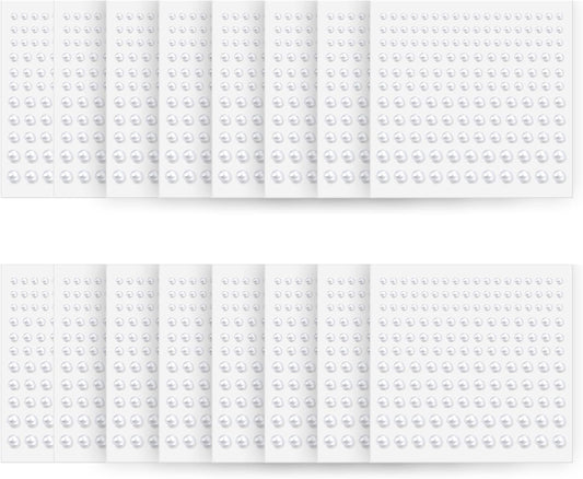 Pearl Stickers Self Adhesive Hair Pearls Gem White Jewel Sticker for Making Hair Decor Face,Body, Nail, Phone Art Craft Scrapbooking Embellishments Assorted Size 3mm/4mm/5mm/6mm (2640)