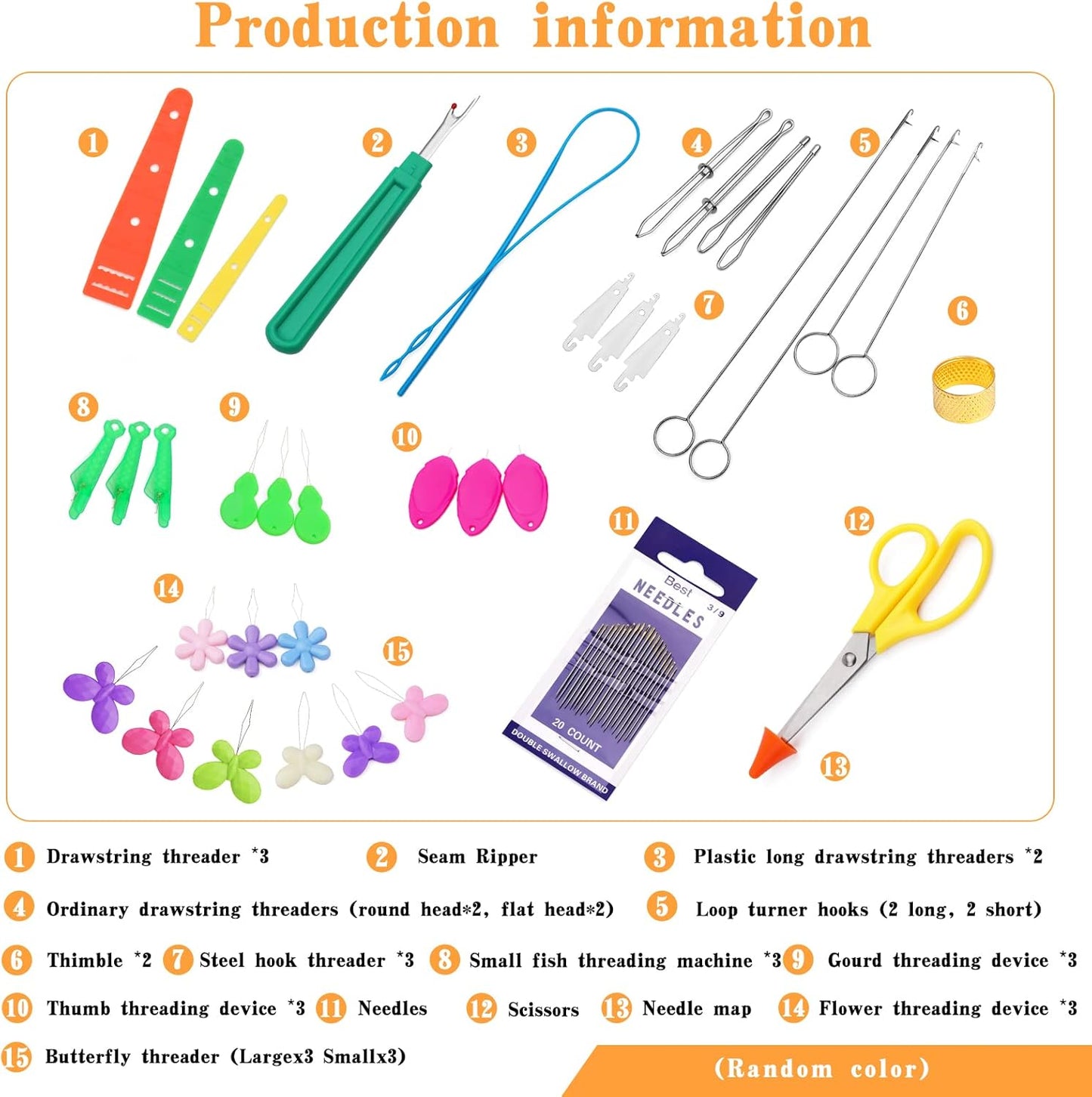 Fedmut 42 Pieces Needle Threaders Kit,Drawstring Threader Set,Threader Hand Machine Sewing for Sewing Crafting,Quilting, DIY Art,Universal Sewing Threaders Tool for Embroidery Needlework