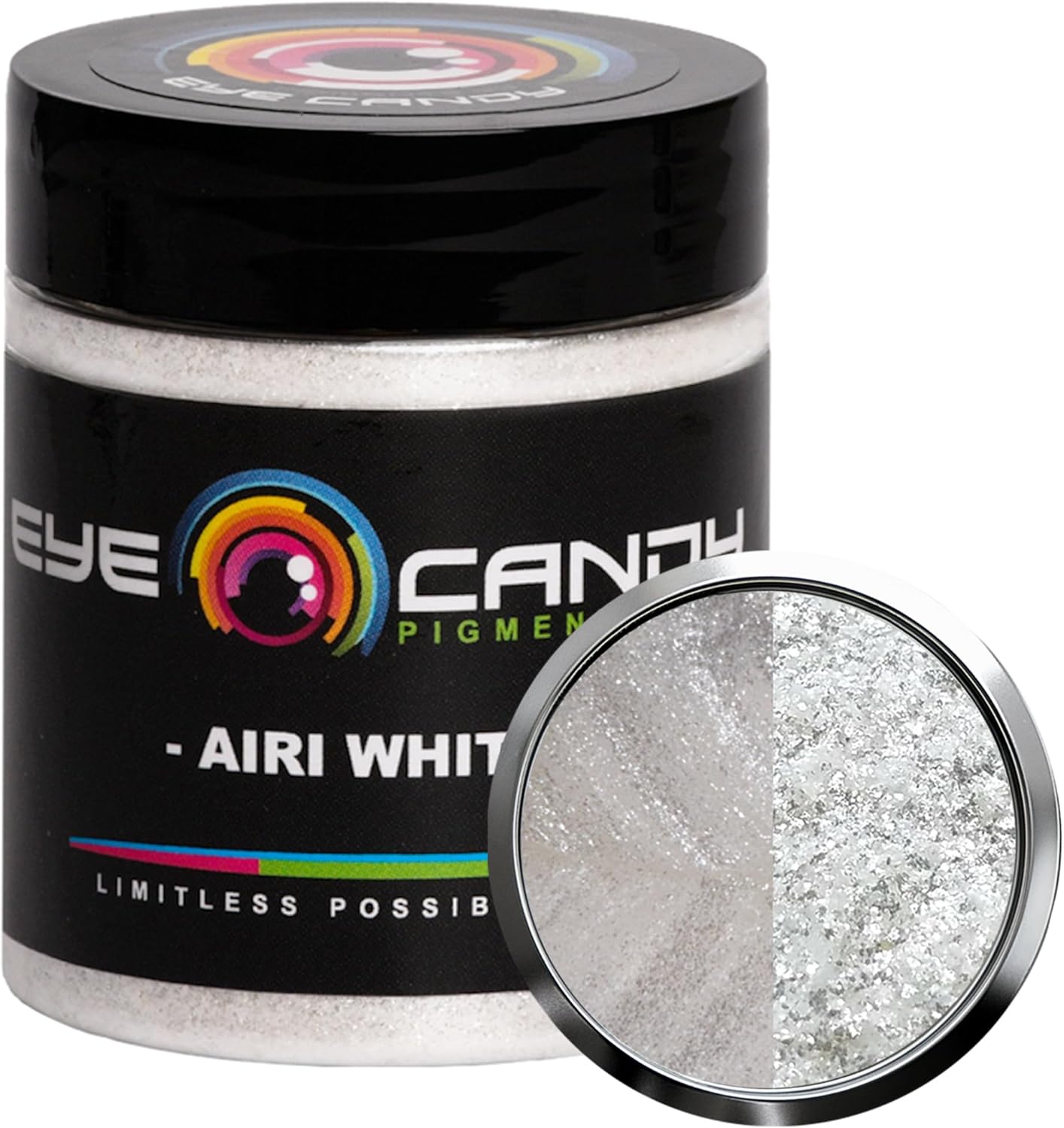 Eye Candy Pigments Premium White Mica Powder - Airi White (25gr) - for Epoxy, Resin, Soap, Paint, Woodworking, Acrylic Pouring, Bath Bombs, Fishing Lures - DIY Arts and Crafts Additive