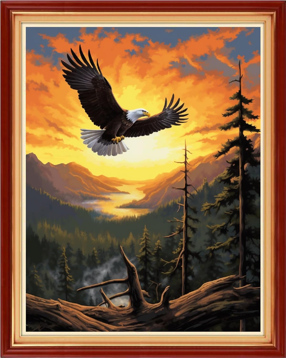 Dooxvey Cross Stitch Kits for Adult Beginners - Full Range of Stamped Kits, Needlepoint & Embroidery Kits - 11CT Patterns - Sunrise, Eagles Fly 16x20 inch