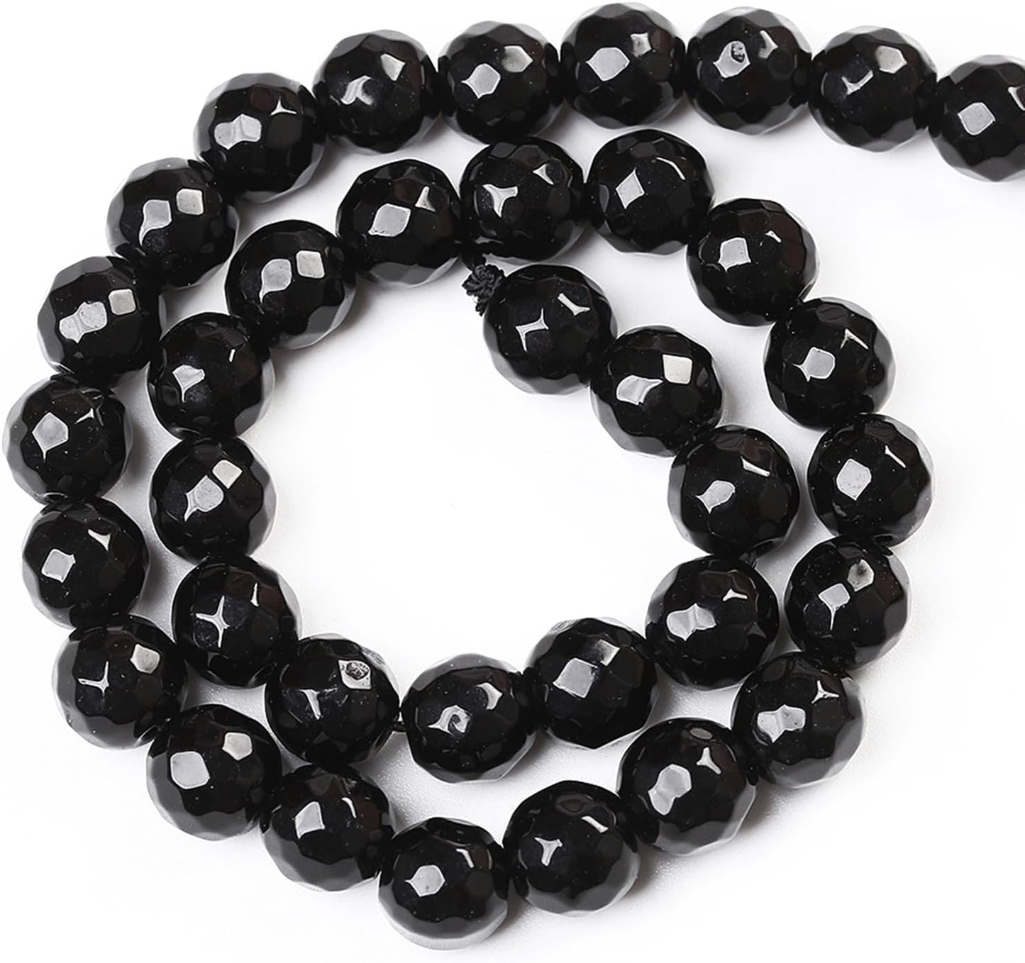 60pcs 6mm Natural Faceted Black Agate Stone Beads for Jewelry Making Energy Healing Beads DIY Bracelet Necklace Accessories 15" (6mm, Faceted Black Agate)
