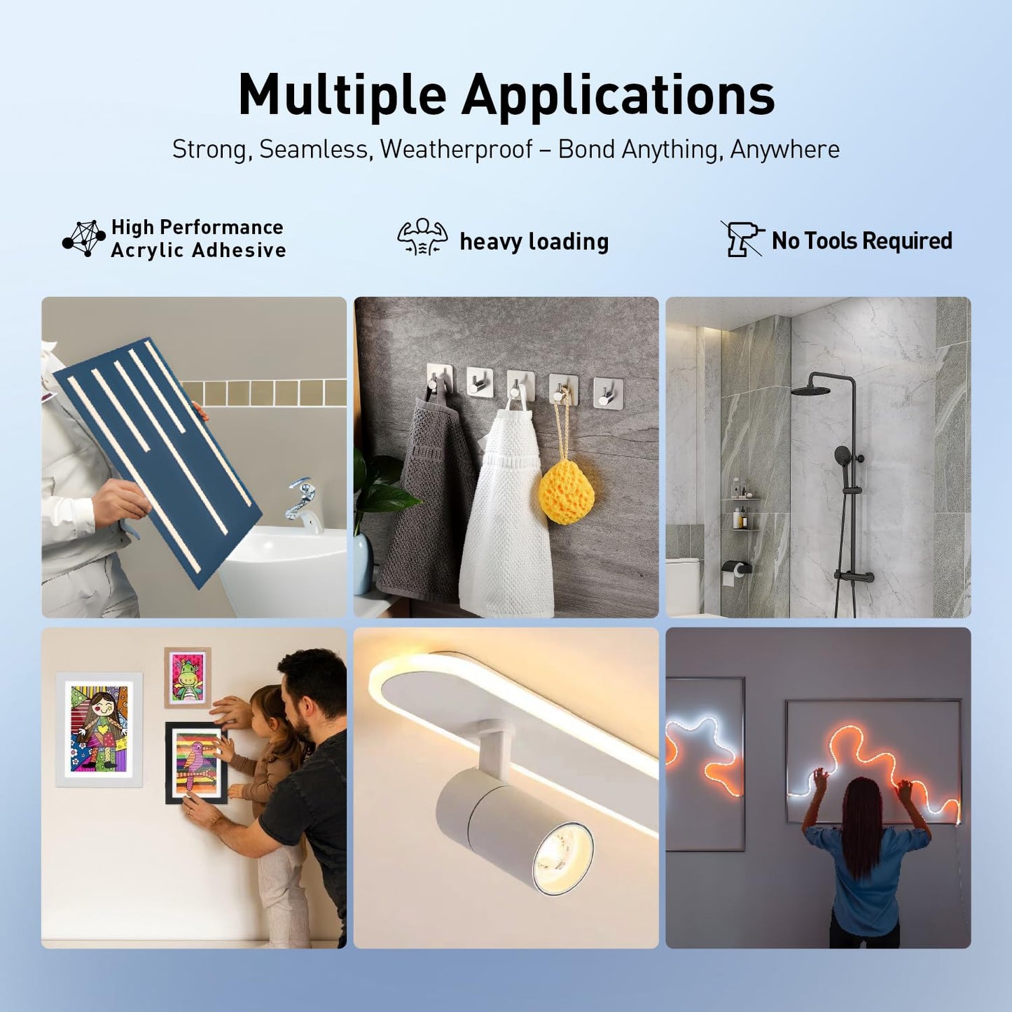 Double Sided Tape Foam Tape 1" x 18Ft Made of 3M High Shear Adhesive Mounting Tape with High Temperature Resistance for Interior Exterior Mounting Applications and Home Office Deco (Pack of 2)