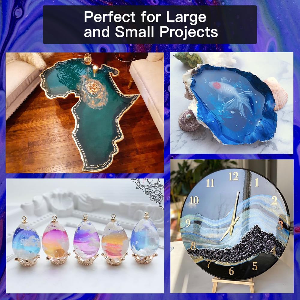 GRLELOU Epoxy Resin 2 Gallon Epoxy Resin Kit, Crystal Clear, No Yellowing, Bubble Free, Self-Leveling Coating & Casting Resin for Art Crafts Jewelry Making Molds Table Top-1 gal x 2