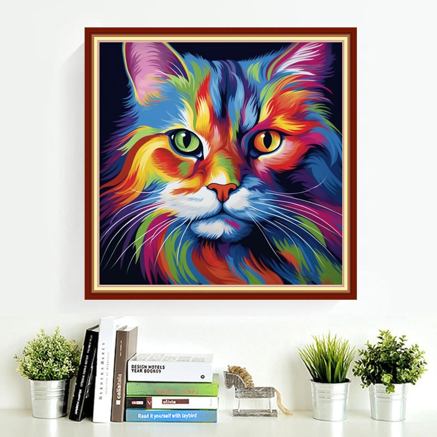 DMCVIVR Stamped Cross Stitch Kits for Adults Beginners Embroidery Kits 11CT Needlepoint Kits Cross Stitch Patterns Embroidery Patterns-Colorful Cat 18x18 inch