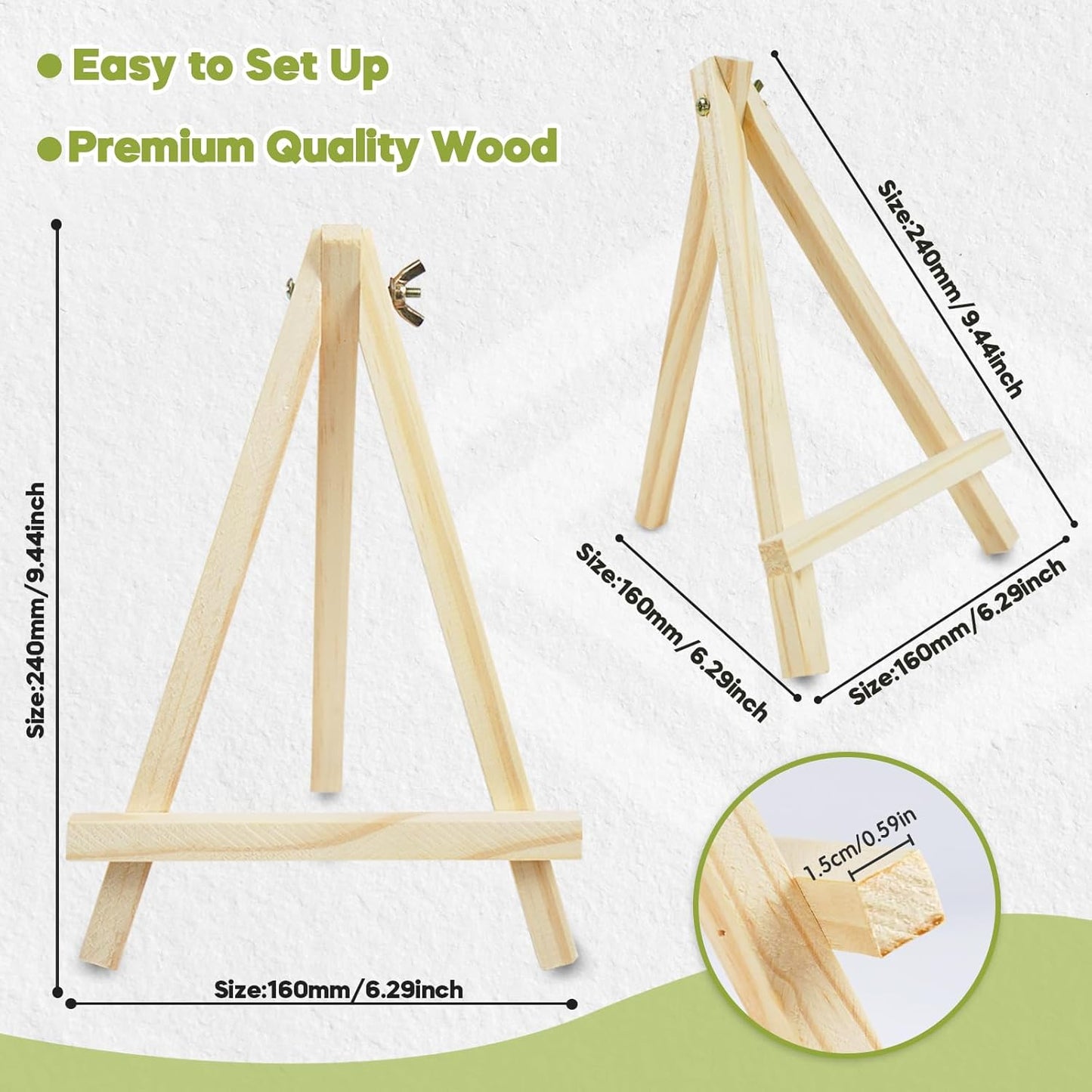 CONDA 4 Pack 9 Inch Wood Easels, Easel Stand for Painting Canvases, Art, and Crafts,Tripod,Painting Party Easel,Kids Student Tabletop Easels for Painting,Portable A-Frame Tripod Tabletop Easel Set