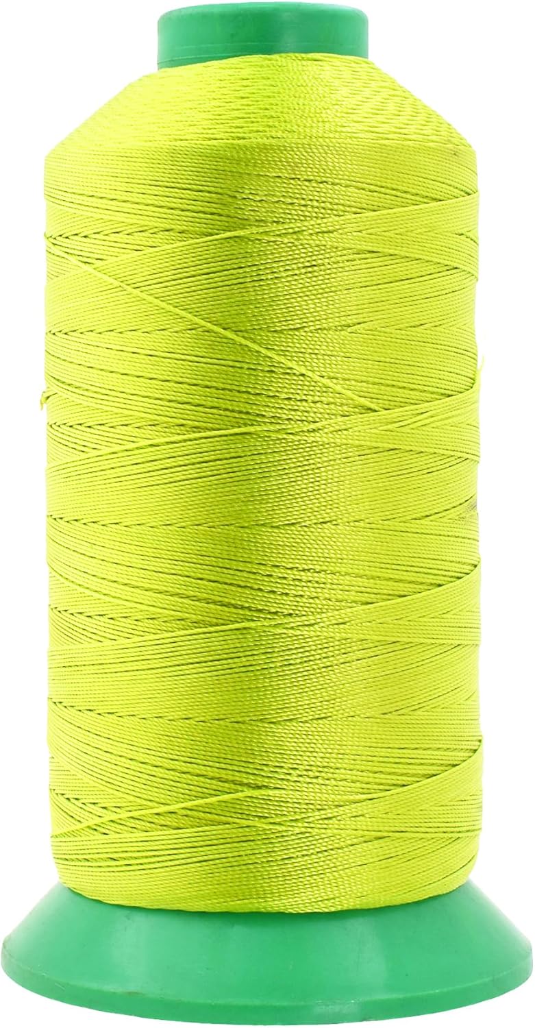 Mandala Crafts Bonded Nylon Thread - Lime Green Heavy Duty Sewing Threads - 1250 YDs Size 138 420D T135 Tex 135 for Leather, Jeans, Weaving, Outdoor, Marine, Upholstery