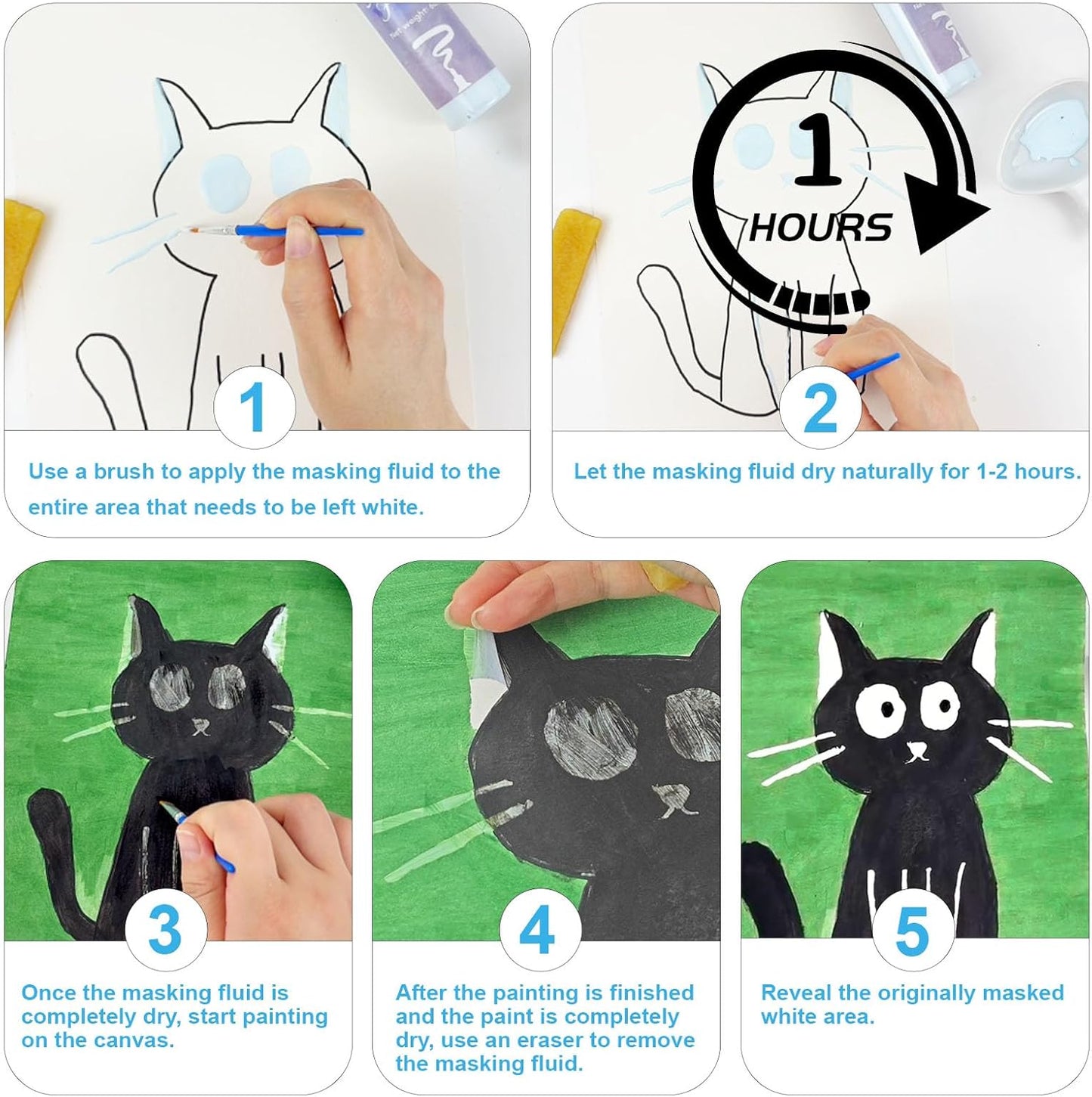 60ml Blue Masking Fluid for Watercolor Painting,Quick-Drying and Easy to Tear,No Residue,Suitable for Watercolor Painting to Prevent Accidental Staining,and Liquid Masking for Art Projects