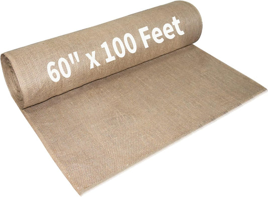 Garden Burlap Roll, 60" x 100 Feet Natural Jute Burlap Fabric Roll for Gardening Raised Bed Liners,Seed Cover,Edging,Weed Barrier,Aisle Runner Plant Cover Tree Protections (60" x 100 Feet)