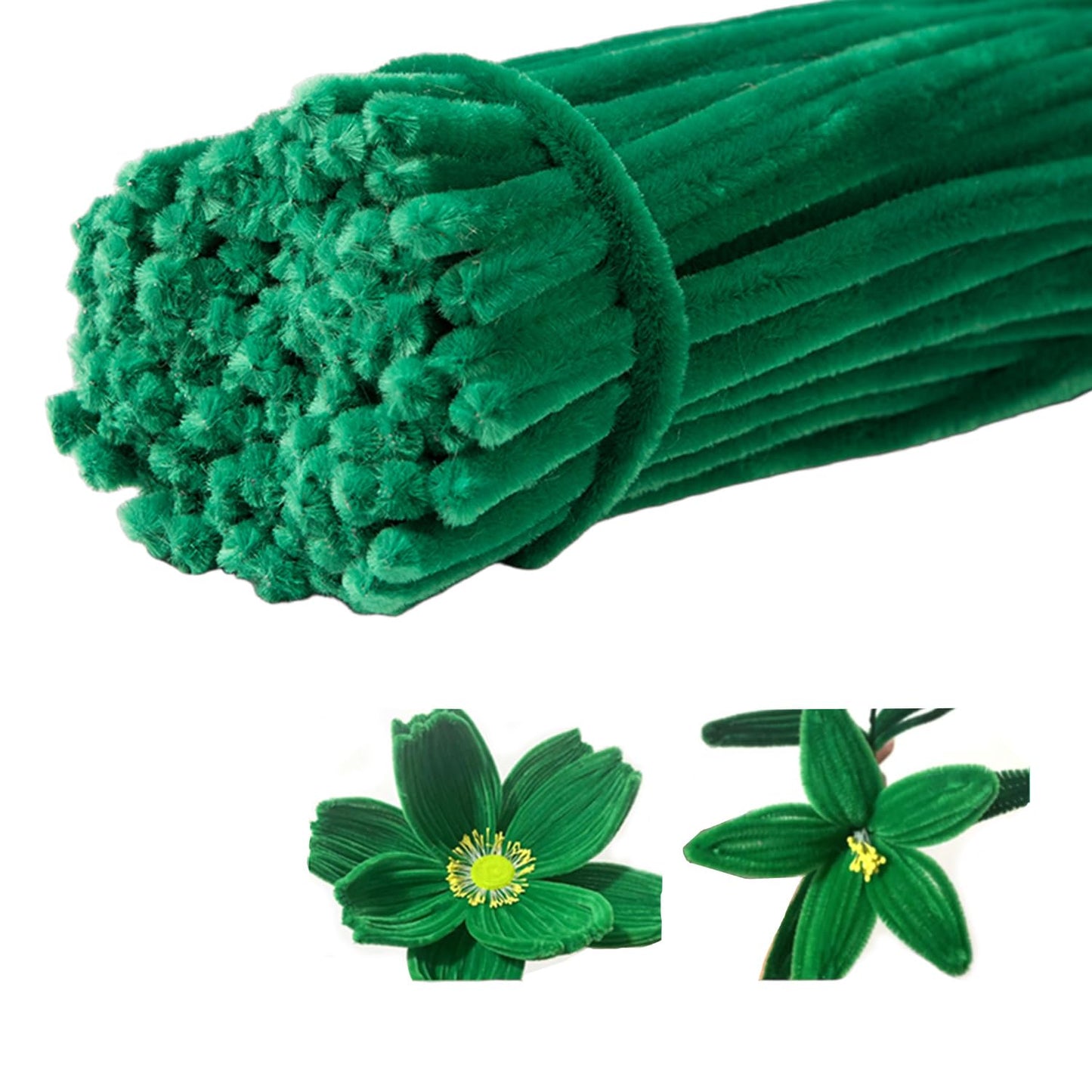 100 Pieces Pipe Cleaners Chenille Stem, Green Pipe Cleaners Set for Pipe Cleaners Christmas Tree DIY Arts Crafts Decorations, Chenille Stems Pipe Cleaners (Dark Green)