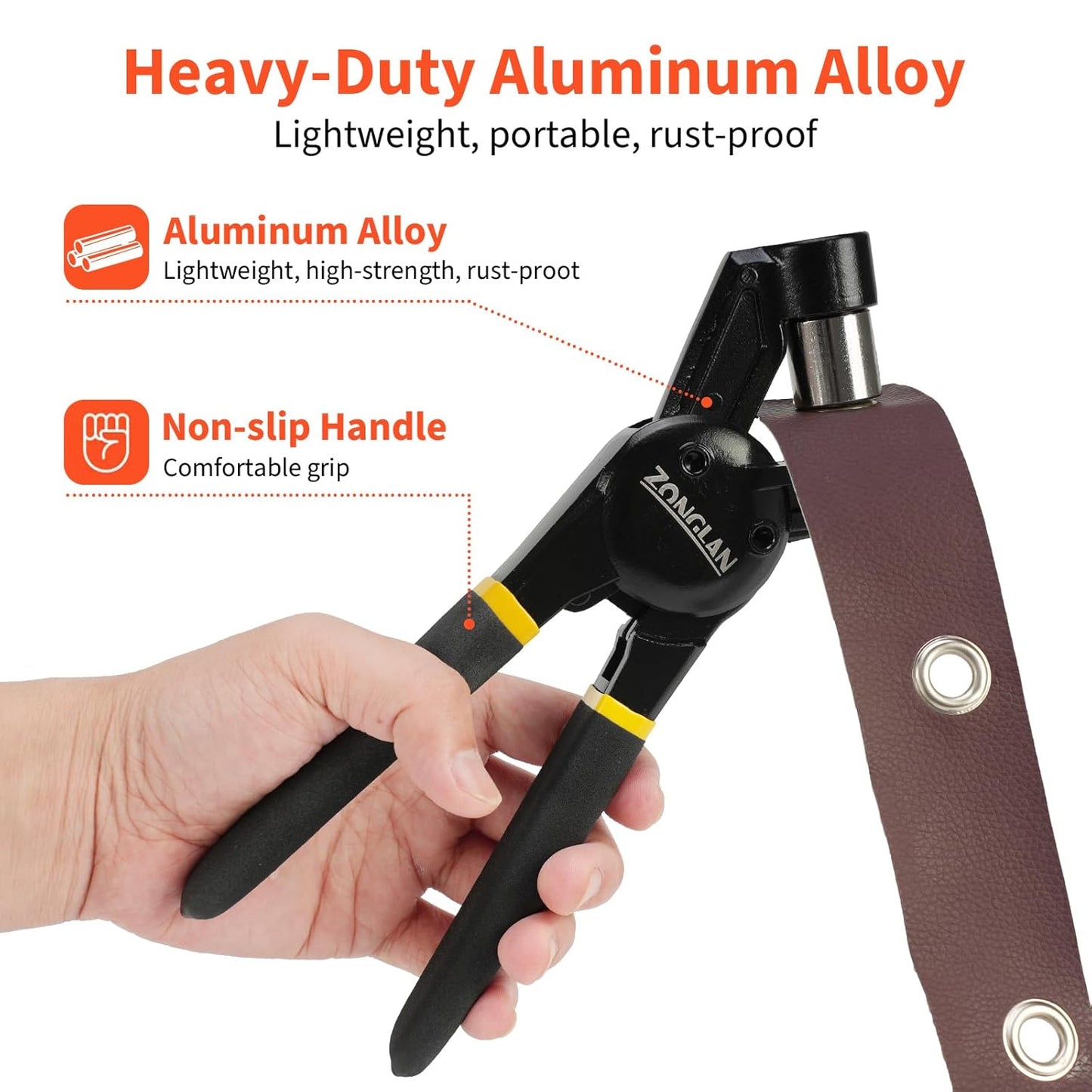 Grommet Tool Kit, 3/8 Inch Handheld Eyelet Kit Hole Punch Grommet Eyelet Press Pliers with 300 Silver Anti-Rust Grommets for Tarp Leather Fabric Tent and So On