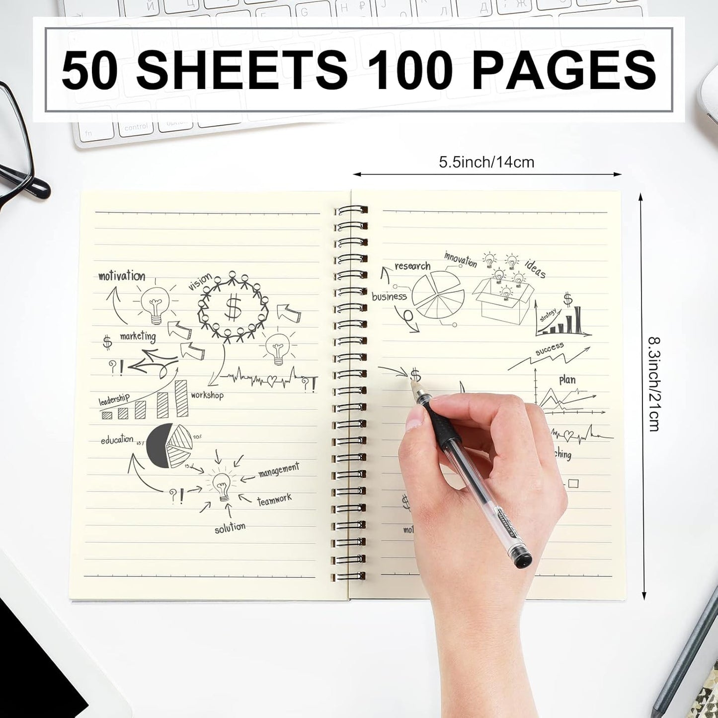 Yahenda 36 Pcs Spiral Notebook Bulk A5 Journal Lined 8.3'' x 5.5'' Writing Composition Paper Small Notepad Subject Notebook for Students Office Business Back to School Supplies (Dark Gray)