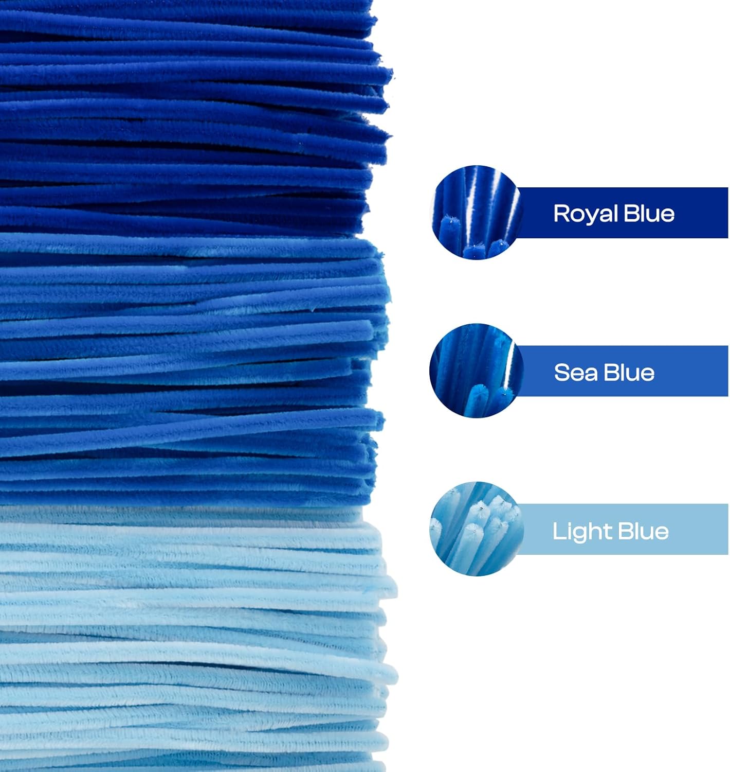 Caydo 300 Pieces Blue Pipe Cleaners, Thick Fluffy Chenille Stems, Pipe Cleaner Crafts for Arts & Crafts, Perfect for Making Animals, Flowers, and Festive Decorations