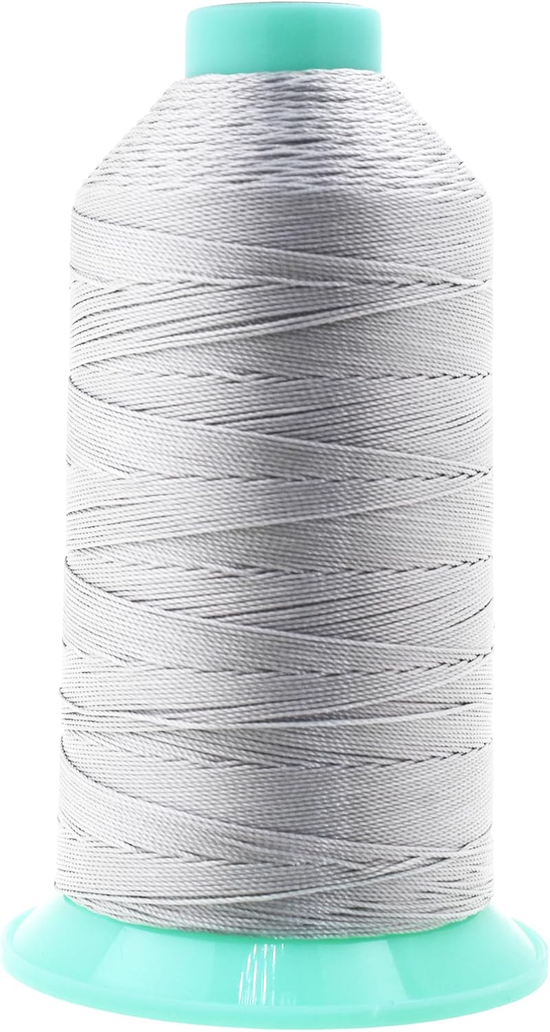 Mandala Crafts Bonded Nylon Thread Silver Heavy Duty Sewing Threads - 800 YDs Size 207 630D T210 Tex 210 Thread for Leather Jeans Weaving Outdoor Marine Upholstery Threads