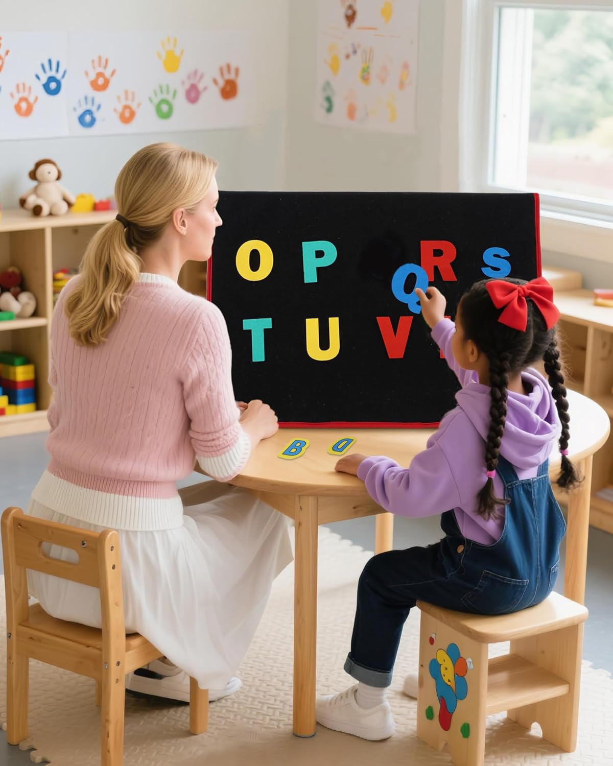 CHEFAN Large Felt Flannel Board 31.5 * 23 in, Foldable Freestanding Story Learning Board for Toddlers, Double-Sided Use for Preschool Classroom, Multi Felt Pieces Can Be Used, Gifts for Kids