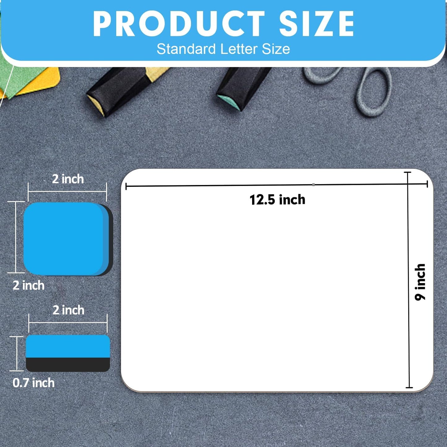 Dry Erase LapBoards, PANDRI 6 Pack Double Sided 12.5 x 9 Inch Whiteboards with 6 Erasers, Dry Erase Boards for Office Students Classroom Teacher Supplies