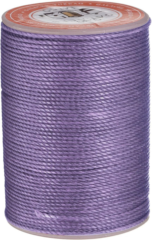 uxcell Round Leather Sewing Waxed Thread, 55m / 60 Yards Wax Polyester String, 0.8mm Waxed Stitching Cord for Leather Crafts, Bookbinding, Bracelets Braided, Light Purple