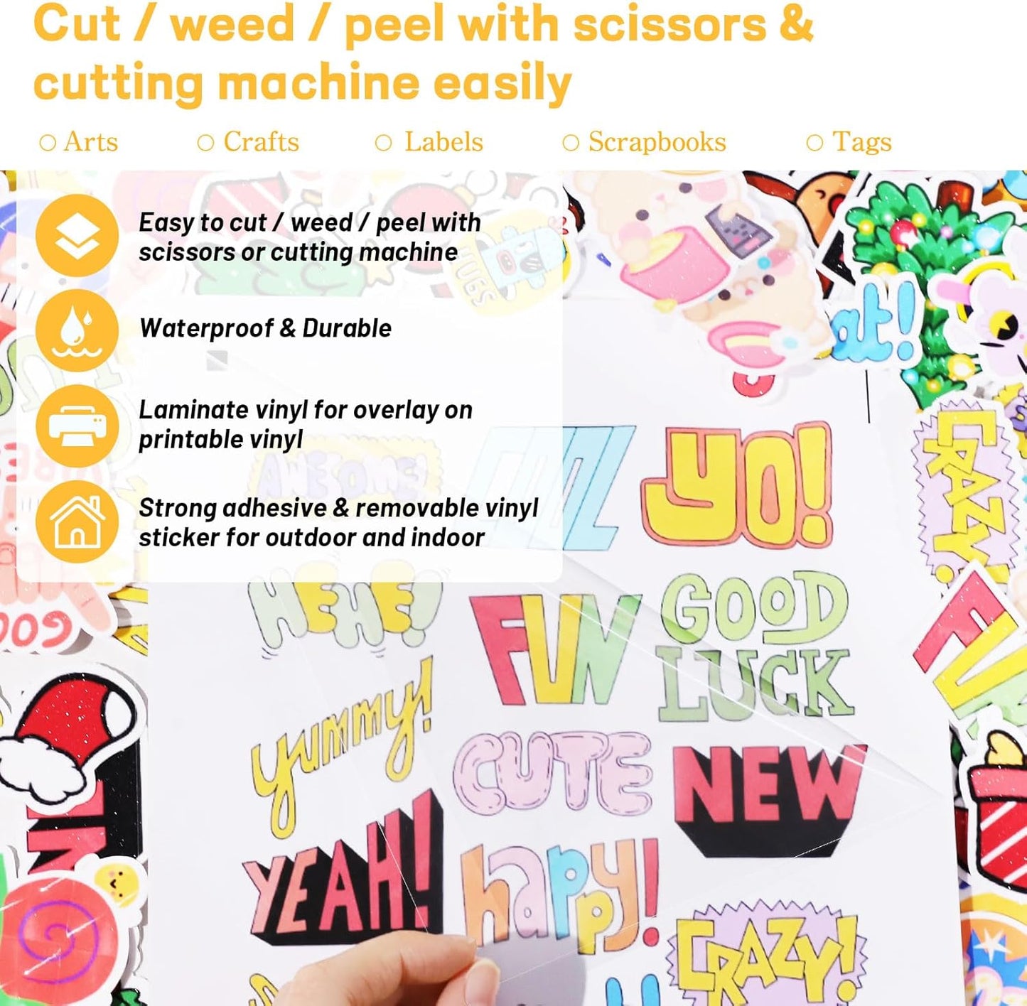 TECKWRAP Laminating Sheets Clear Laminate Sheets Sticker Paper for Inkjet Printer Clear Vinyl for Printable Vinyl Sticker Paper Photo Paper 8.26" x 11.69" A4 28 Sheets, Glossy