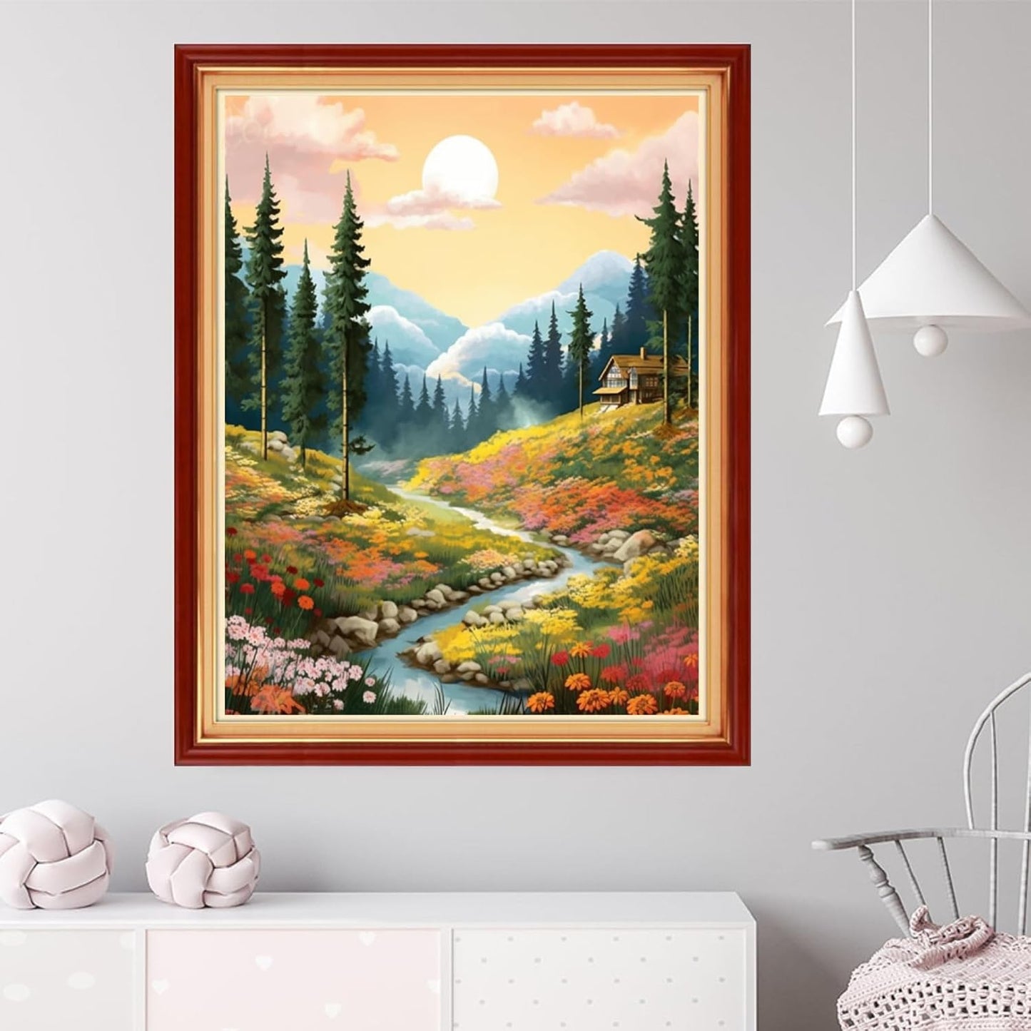 Dooxvey Cross Stitch Kit for Adults Beginners - Stamped Needlepoint Embroidery Kit, 11CT Pattern, Sunrise Forest Theme, 16x20 Inch