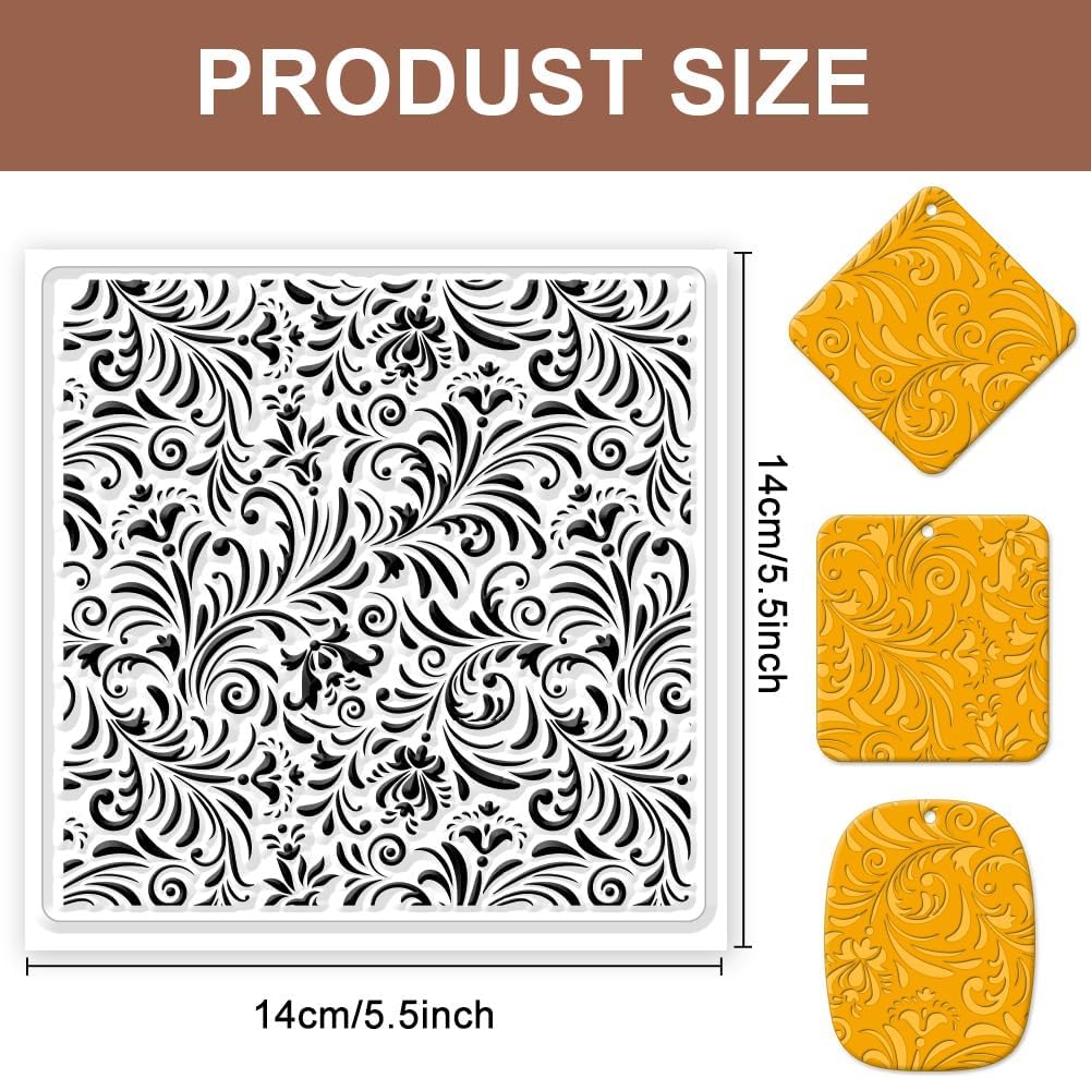 CHGCRAFT Polymer Clay Texture Sheets Fujiman Background Silicone Texture Stamp Clay Pad for Making Earrings Jewelry, 5.5x5.5inch