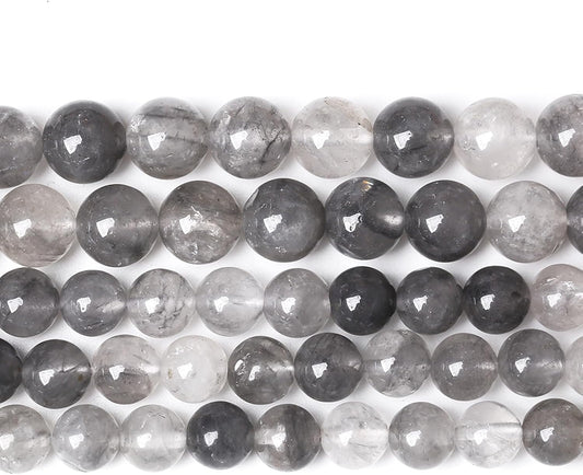 45pcs 8mm Natural Grey Cloud Crystal Stone Beads for Jewelry Making Energy Healing Power Stone Beads DIY Bracelet Necklace Accessories 15"(8mm, Grey Cloud Crystal)