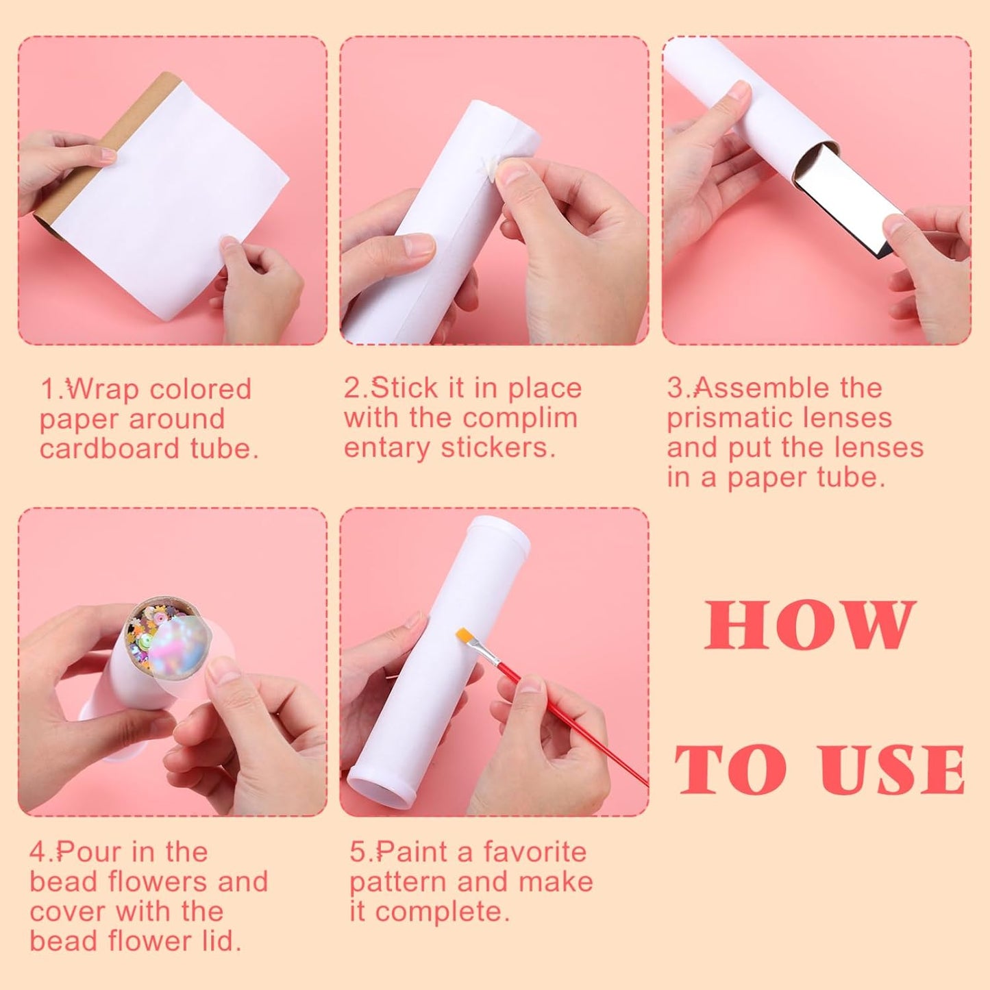 DOITOOL Blank Kaleidoscope Making Kit for Kids, 12 Pcs DIY Kaleidoscope Kit Variety Tool, Preschool Material for Teaching