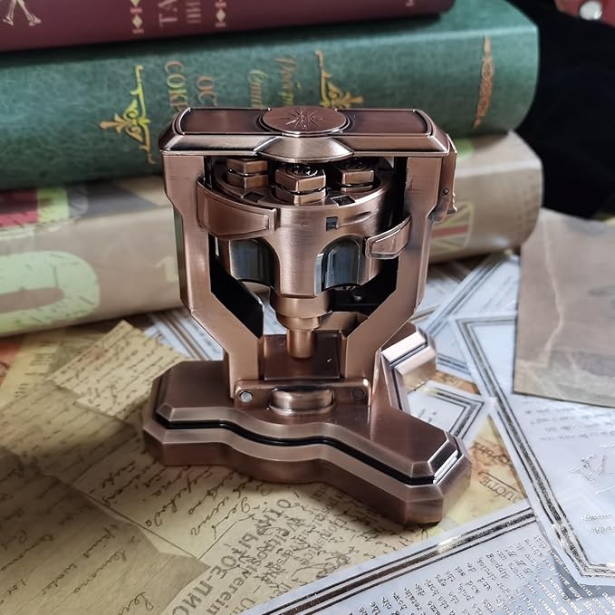 ASTRANOVA Metal Bullet Dice Set with Spinning Revolver Cylinder Holder for DND, Tabletop Games(Black)