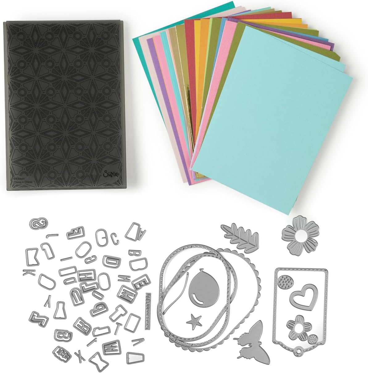 Sizzix Big Shot Machine with Starter Kit, 6" Die-Cutting and Embossing Machine with Cutting Dies, Embossing Folder and Cardstock